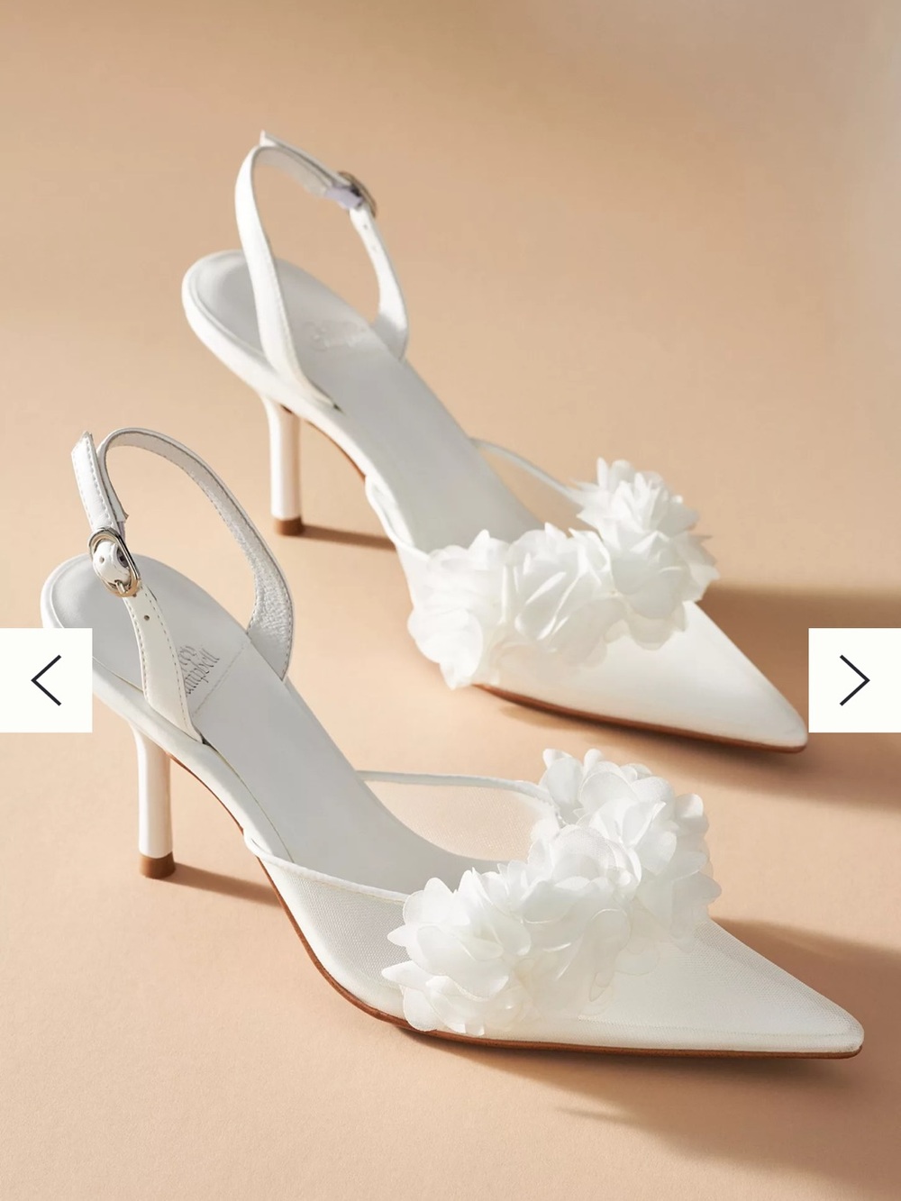Jeffrey Campbell White Floral Mesh Pointed Slingback Heels sz 7
